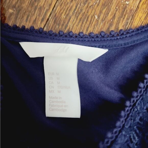 H&M Navy Blue Boho Tank Top Medium - Picture 5 of 8